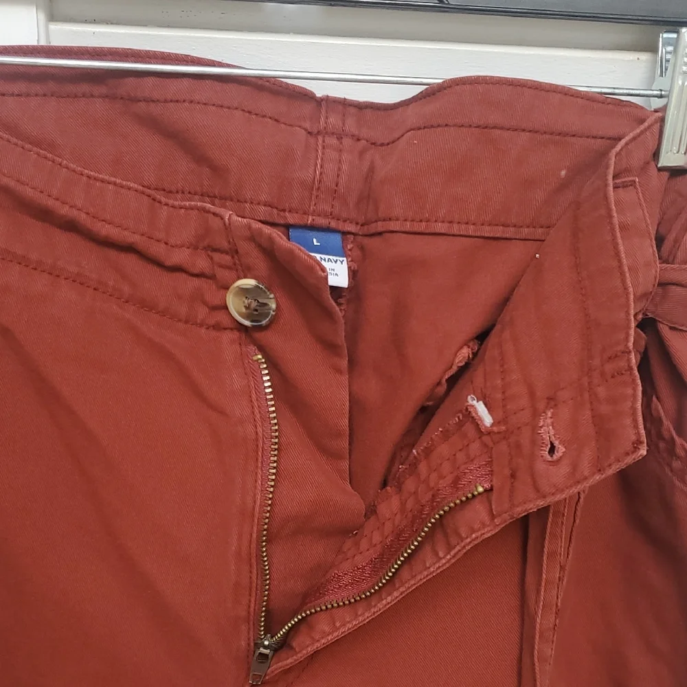 Old Navy Rust Tie-Waist Cropped Cargo Pants Size L - Picture 4 of 9